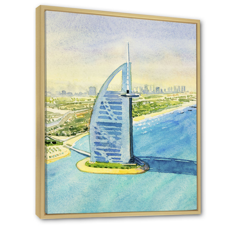 Highland Dunes Dubai Hotel Pastal Painting Framed On Canvas Print Wayfair Canada